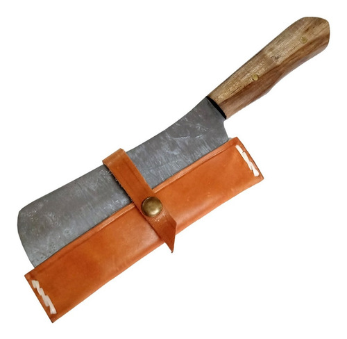 Imagen 1 de 5 de Hacha Cuchilla Artesanal Cocina Acero Carbono C Funda Arado