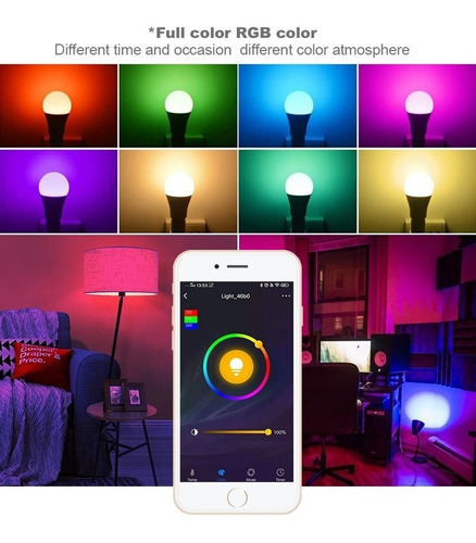 Imagen 2 de 10 de Bombillas Inteligentes 15w Rgbw Alexa Google Assistant Wifi