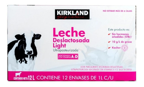 Leche Deslactosada Light, Kirkland Signature 12 Pz De 1l