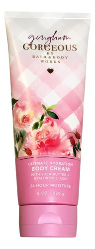 Crema Corporal Gingham Bath & Body Works Fresas Rosadas Néctar De Durazno Y Flores De Peonía.