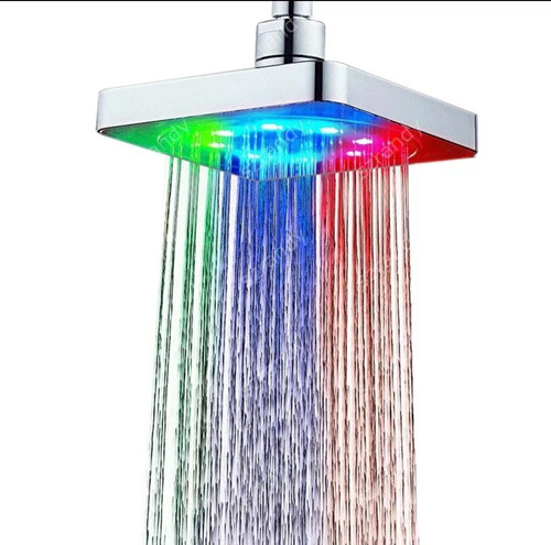 Ducha Para Banho Chuveiro De Led Rgb 3 Cores Colorido Cor Prateado