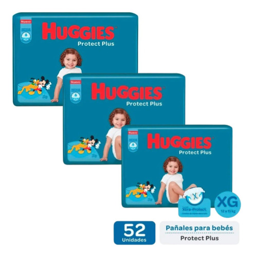 3 Packs Huggies Protect Plus Todos Los Talles