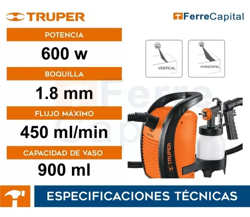 TRUPER COLOMBIA - PISTOLA ELECTRICA PARA PINTAR 445 W Código: 15383 Flujo  de pintura ajustable. - Ajuste del abanico en tres formas diferentes. -  Presión constante para un acabado uniforme. - No