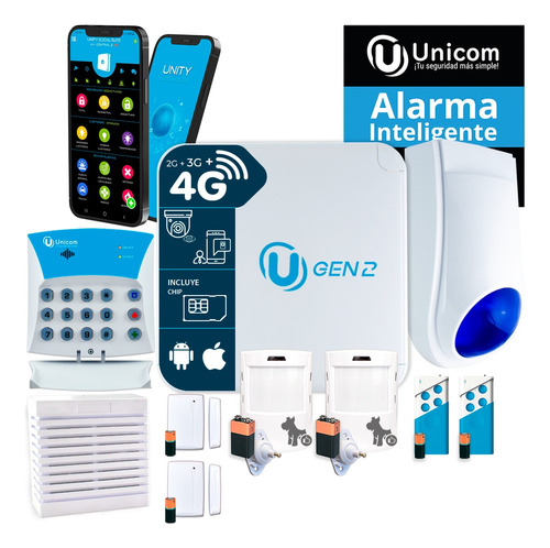 Kit Alarma Domiciliaria Casa Unicom Country 4g Inalámbrico 