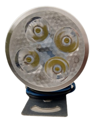 Faro Auxiliar Color Plata 4 Led Estobo Moto Niebla Universal