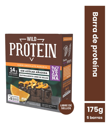 Wild Protein Naranja Bitter Vegana 5 unidades