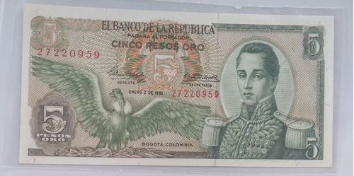 Billete De 5 Pesos, Primera Fecha, Año 1961, Estado 9.5 