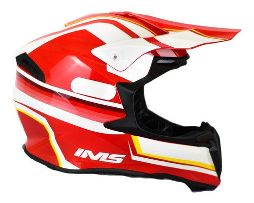 Capacete Ims Esportivo Off Road Trilha Motocross Ventilado Cor VERMELHO-BRANCO Tamanho do capacete 60