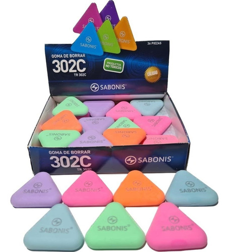 Goma Triangular Color Surtido Sabonis Tr302borra Lapiz 36pcs