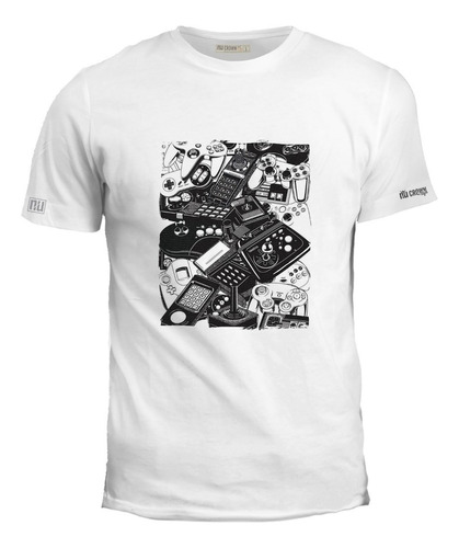 Camiseta Controles Videojuego Blanco Y Negro 80s 90s Inp Ink