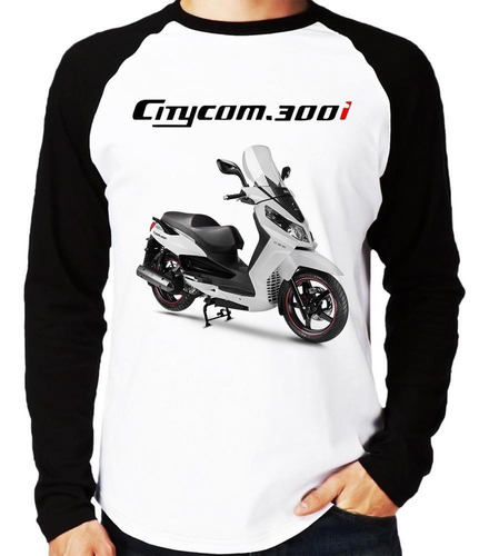 Camiseta Raglan Moto Dafra Citycom 300i Branca Longa