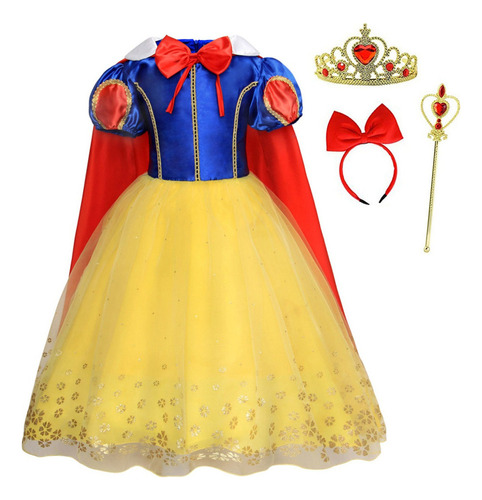 Vestido De Disfraz De Blancanieves Traje De Fiesta P/niñas