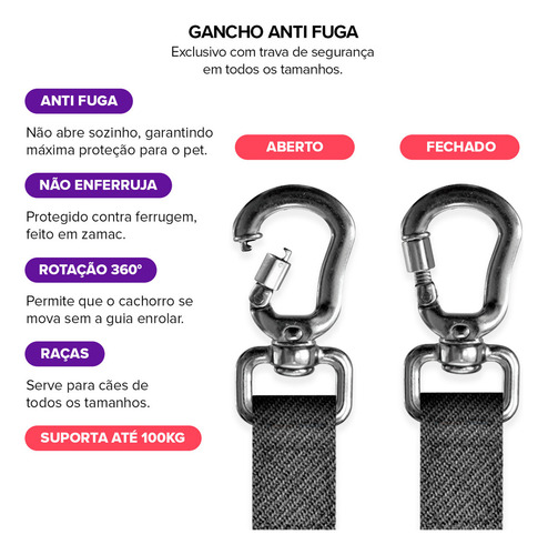 Coleira Guia 10 Metros Para Cães Cachorro Adestramento Passeio Tamanho M Porte Médio Basic Pet Lily