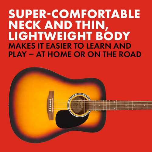 Guitarra Acústica Fender Fa-25 Dreadnought Sunburst Rayos De Sol Ambidiestro Material Del Diapasón