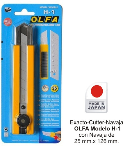 Olfa Cutter Modelo H-1 Profesional Plástico 25 Mm