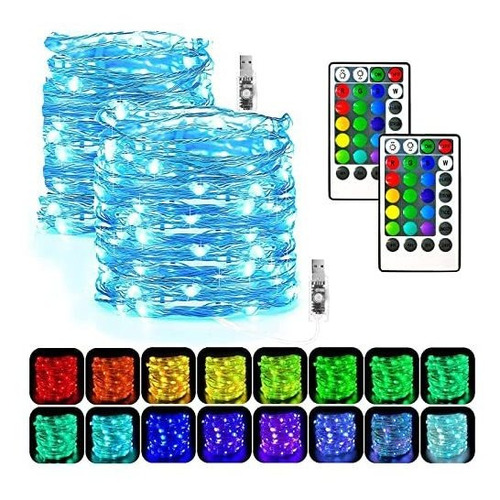 Lámparas De Cuerda De Hadas Usb, 2 Pack 50 Leds 16 Mcy6b