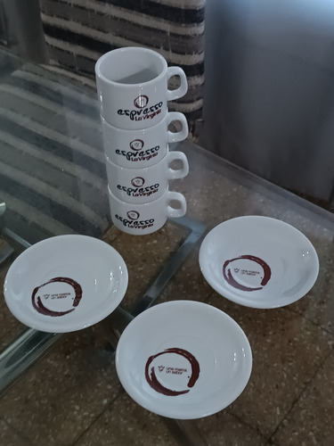 4 Tazas Café Expresso La Virginia+ 3 Platos Originales 