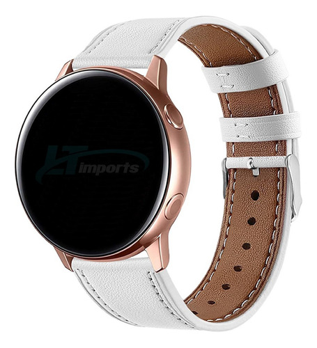 LTimports Pulseira 20mm Couro para samsung galaxy watch 6 5 4 cor Branco