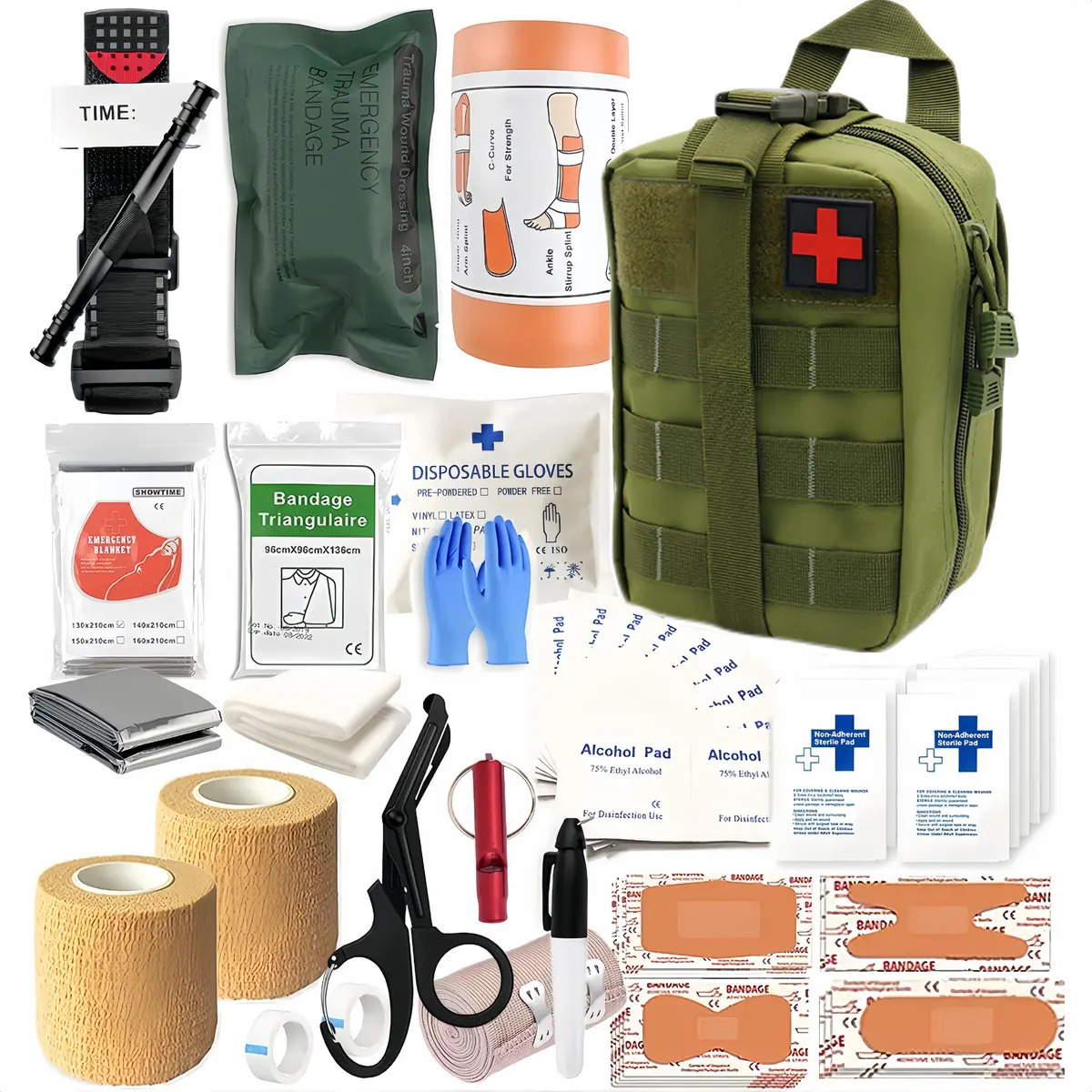 Kit Primeros Auxilios de Emergencia Blekrasi Portátil, 53 Piezas para Supervivencia, Color Verde