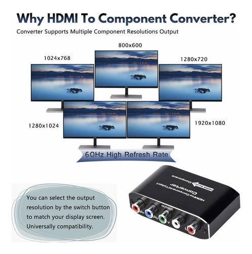 Convertidor De Hdmi A Componente Con Función De Escala...
