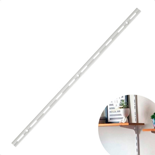 Trilho Cremalheira Rasgo Simples 50cm Para Prateleira 2x Cor Branco