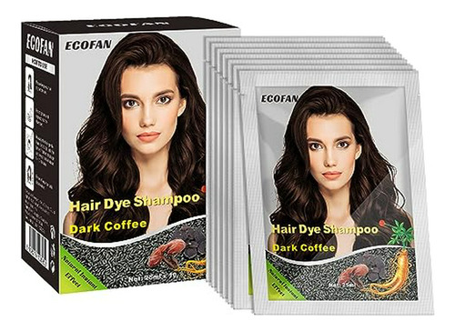 10 Pcs Shampoo Tinte Cabello Castaño Oscuro 3 En 1 - Cobertu