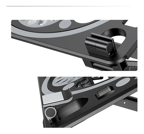 Suporte De Notebook Tablet Celular Até 17 Com Cooler E Refrigeração Dupla Silencioso Com Ajustes De Pressão Antiderrapante Emborrachado 6 Niveis De Inclinação Suporta 50kg Porta Usb Rishon