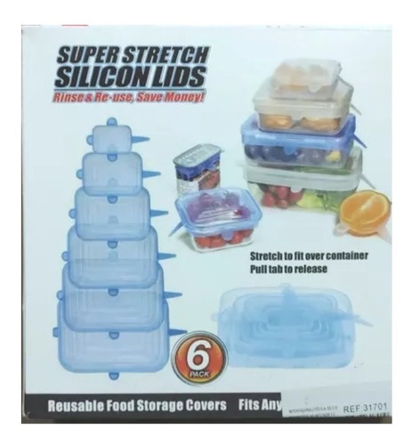 Set De Tapas Elásticas De Silicona Reutilizable Antiderrames