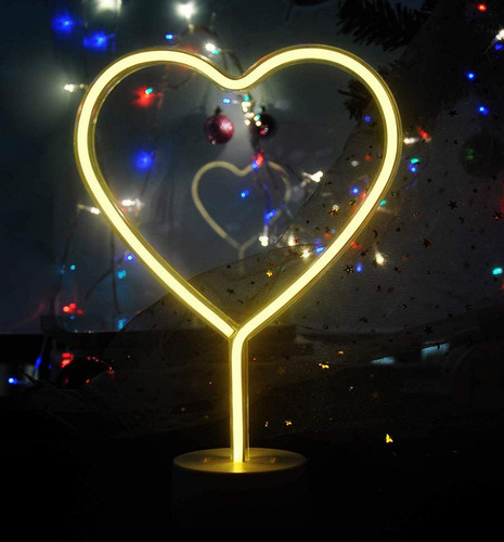 Luz Nocturna Led De Neón Con Forma De Corazón Y Amor Para Ni