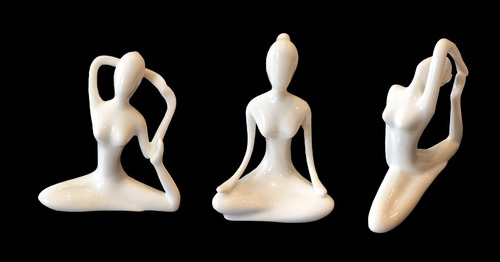 Kit C/3 Estátuas Enfeite Decorativo Posições De Yoga