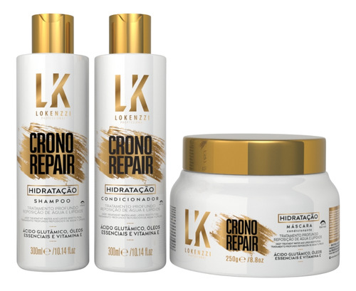 Kit Lokenzzi Crono Repair Hidratação Shampoo Cond Mascara
