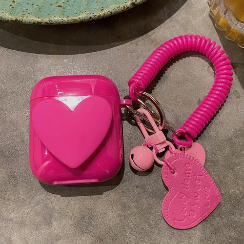 Capa Protetora Giratória Para AirPods Com Design De Coração