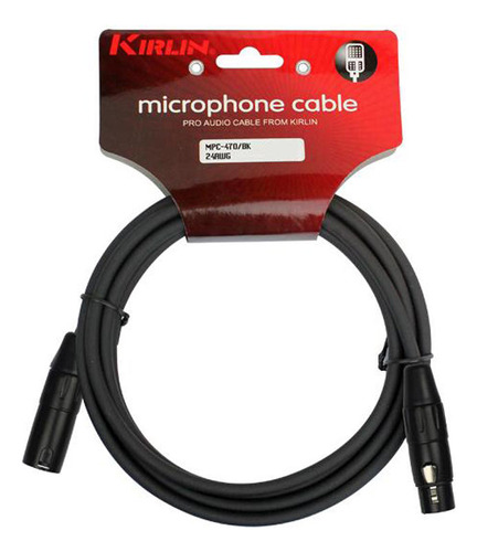 Cable Micrófono Negro Kirlin 10mts Mpc-470pb-10