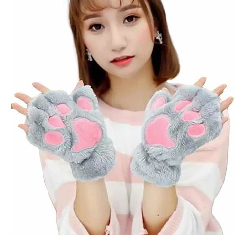 En Stock Abfa Shop Guantes Mitones Kawaii Huella Gato Gris