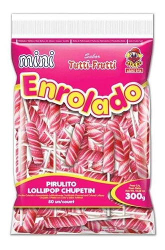 Pirulito Enrolado Tutti Frutti Cores Santa Rita 300g C/50un