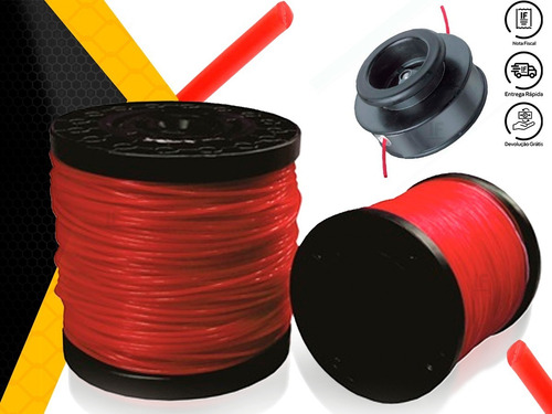 Fio Nylon Roçadeira Vermelho Redondo 2kg 2.0mm - Mundi