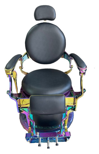 Silla Para Barbería Profesional Con Reclinación, Reposapiés Negro Reclinable Redonda