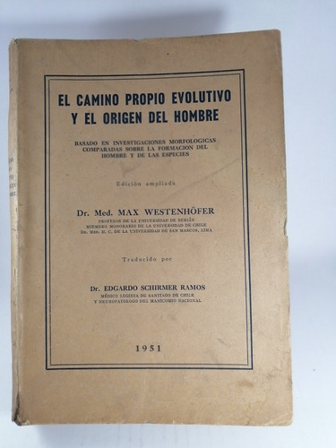 El Origen Del Hombre, Libro Usado, Max Westenhöfer.