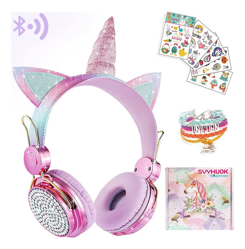 Svyhuok Unicorn Kids Auriculares Bluetooth Niñas, Niños Y Y