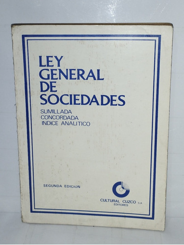 Ley General De Sociedades Concordada Indice Analítico 1987