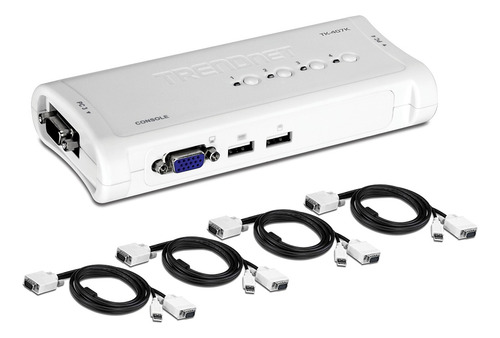 Trendnet Tk-407k, Switch Kvm 4 Puertos Vga Y Usb, Con Cables