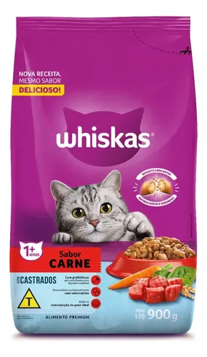 Whiskas Seca Gato Adulto Castrado Carne 900g Premium