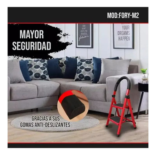 Escalera Plegable Multiuso 2 Peldaños Compacta Resistente