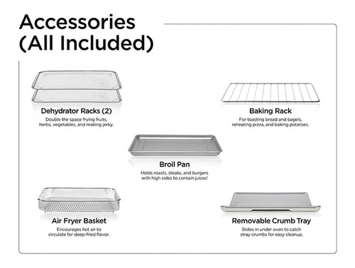 Imagen 5 de 8 de Horno Freidora De Aire Digital Toastair Touch 20l Sin Aceite