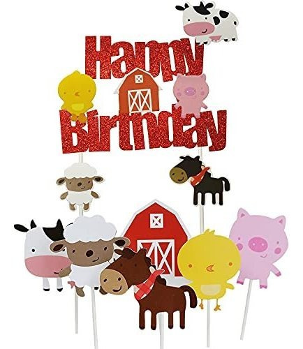 Wolpark 24 Pcs Farm Animal Theme Cupcake Topper Cake Picks D