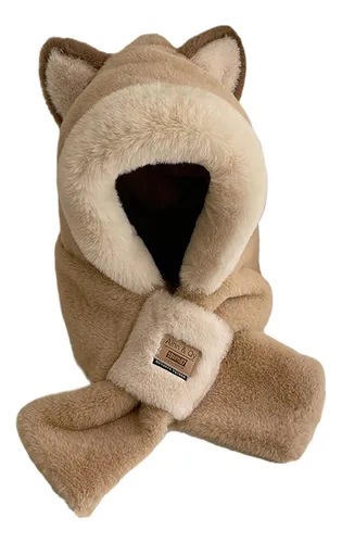 2 Bufanda Con Capucha De Felpa, Sombrero De Invierno, Caqui