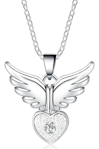 Collar Plata 925 Con Colgante Corazón Mujer Regalo Ángel