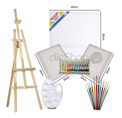 Set De 7 Pcs De Arte Acrílico Kit Para Pintar Atril Bastidor