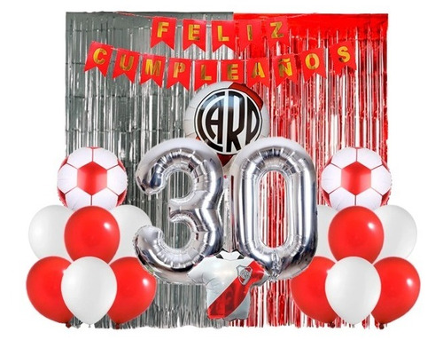 Combo Kit Deco Fiesta Cumpleaños Globos River Plate