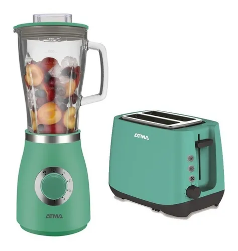 Combo Vintage Licuadora Tostadora Atma Verde